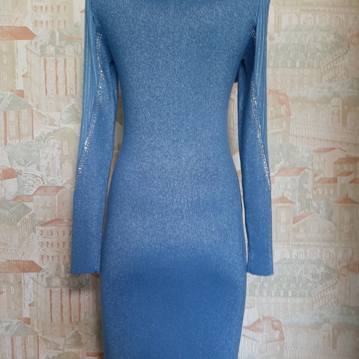 РОЗПРОДАЖ! Плаття нарядне трикотажне блакитного кольору з люрексом Туреччина 42,44,46 р