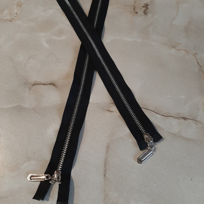 Блискавка металева чорна 100 см 2-бігунка