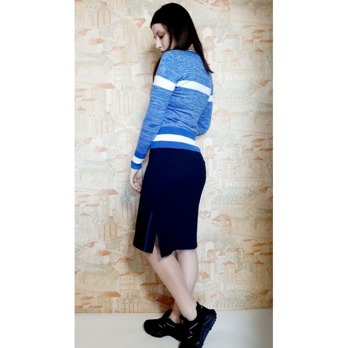 Юбка трикотажная в спортивном стиле темно-синего цвета 46,48,50,58,60р.