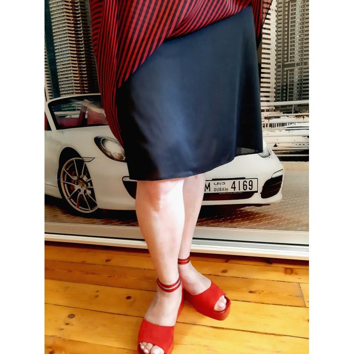 РОЗПРОДАЖ!!! Спідниця-трапеція шифон смужка 44-52р-ри фукси, червоний, жовтий