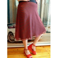 РАСПРОДАЖА!!!   Юбка трапеция шифон полоска 44-52р-ры фукси, красный, желтый