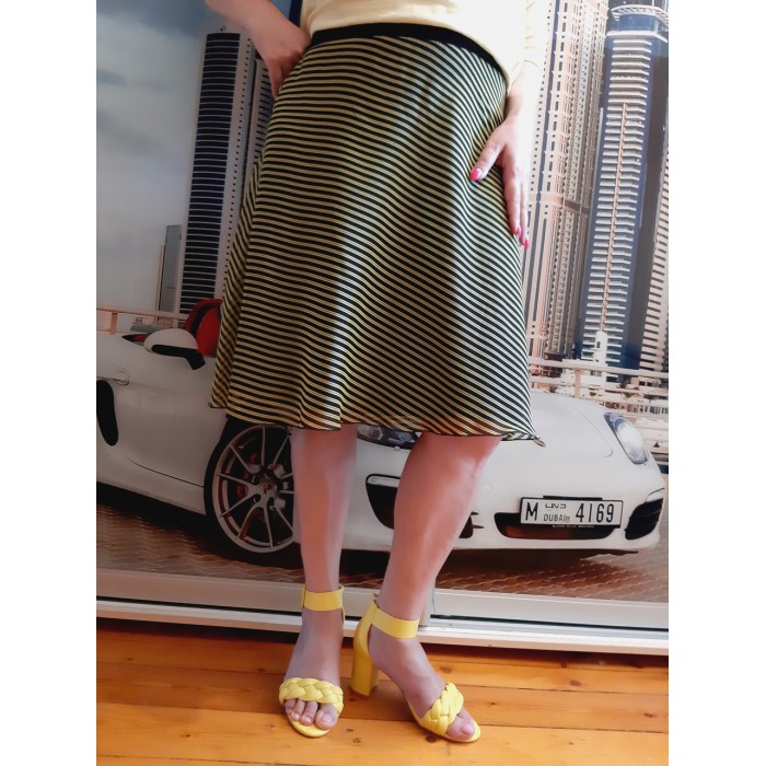 РАСПРОДАЖА!!! Юбка трапеция шифон полоска 44-52р-ры фукси, красный, желтый