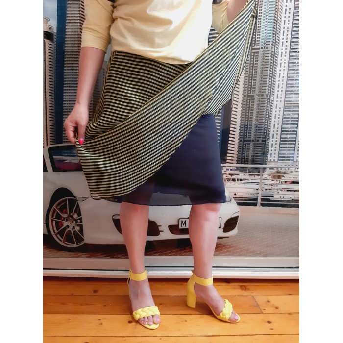 РАСПРОДАЖА!!! Юбка трапеция шифон полоска 44-52р-ры фукси, красный, желтый