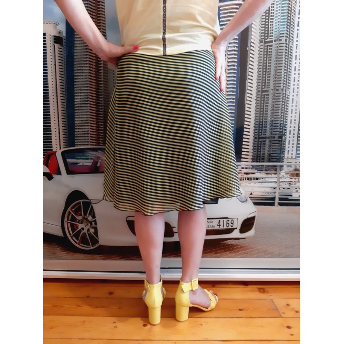 РАСПРОДАЖА!!! Юбка трапеция шифон полоска 44-52р-ры фукси, красный, желтый