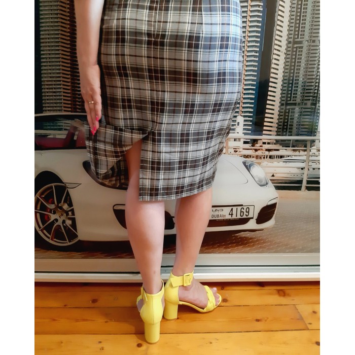 РОЗПРОДАЖ! Спідниця пряма льон/віскоза клітина колір білий/сірий/коричневий 48-60р