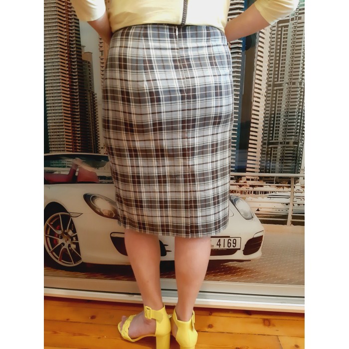РОЗПРОДАЖ! Спідниця пряма льон/віскоза клітина колір білий/сірий/коричневий 48-60р