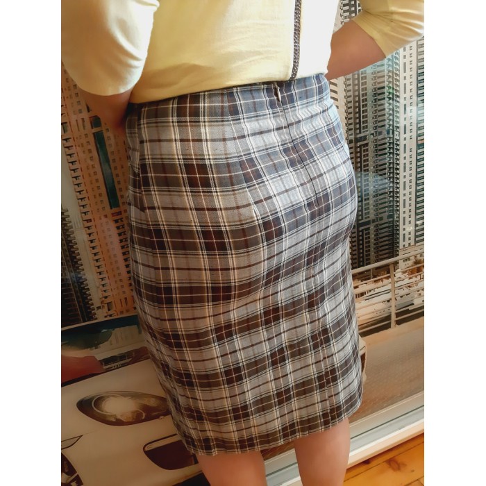 РОЗПРОДАЖ! Спідниця пряма льон/віскоза клітина колір білий/сірий/коричневий 48-60р