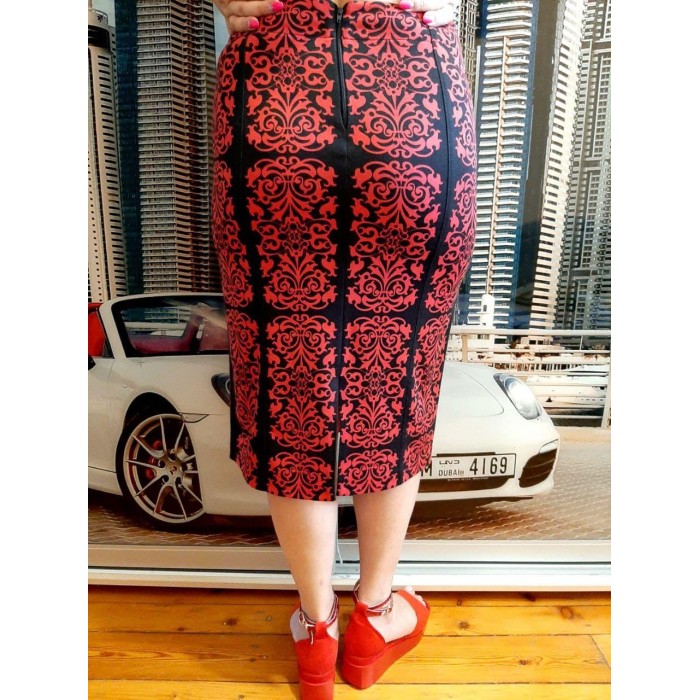 Спідниця міді демісезонна колір чорний з червоним 52/54, 54/56, 58/60р