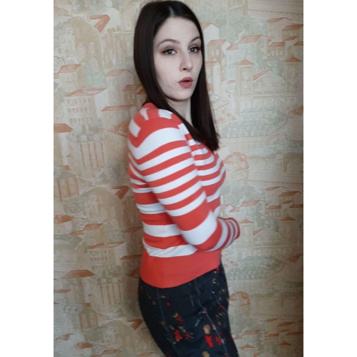 Джемпер жіночий котон в'язання колір білий/корал Туреччина 44-46р