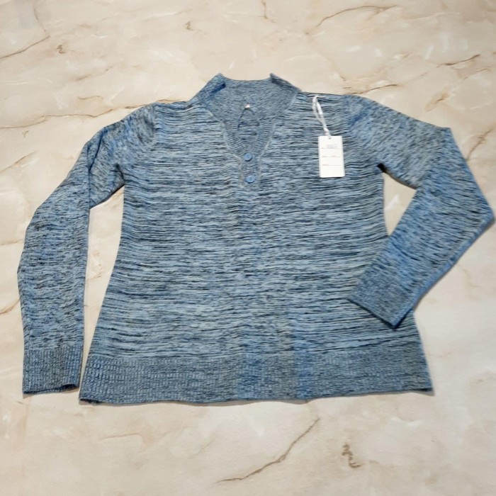 РАСПРОДАЖА! Блуза/джемпер трикотаж меланж черный с голубым L