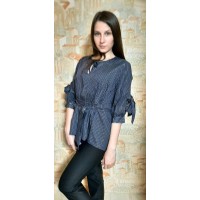 РАСПРОДАЖА !Блуза трапеция каттон цвет-темно-синий/серебро 48/50р