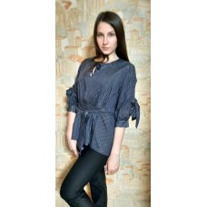 РОЗПРОДАЖ! Блуза трапеція каттон колір темно-синій/срібло 48/50р