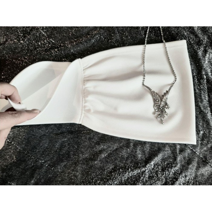 Кроп-топ молочного кольору трикотаж розмір 46,48р