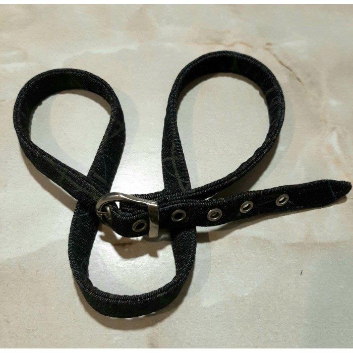 Пояс текстильний каттоновий з абстрактним малюнком темно-сірого кольору.