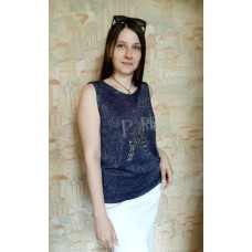 РОЗПРОДАЖ! Стильна майка в'язана з люрексом темно-синього кольору 50p