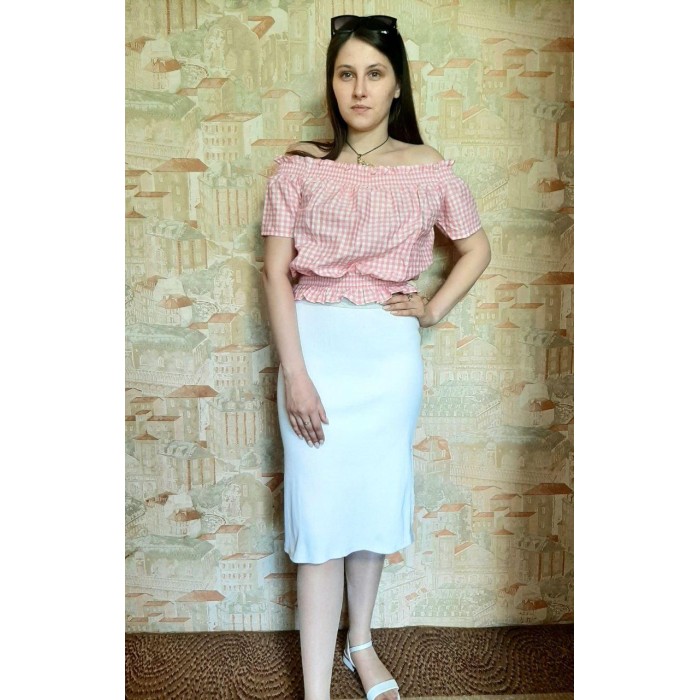 РОЗПРОДАЖ!!! Спідниця трикотажна у спортивному стилі білого кольору L