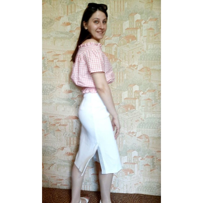 РОЗПРОДАЖ!!! Спідниця трикотажна у спортивному стилі білого кольору L