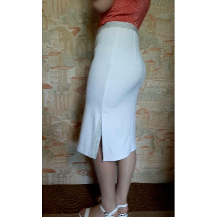 РОЗПРОДАЖ!!! Спідниця трикотажна у спортивному стилі білого кольору L