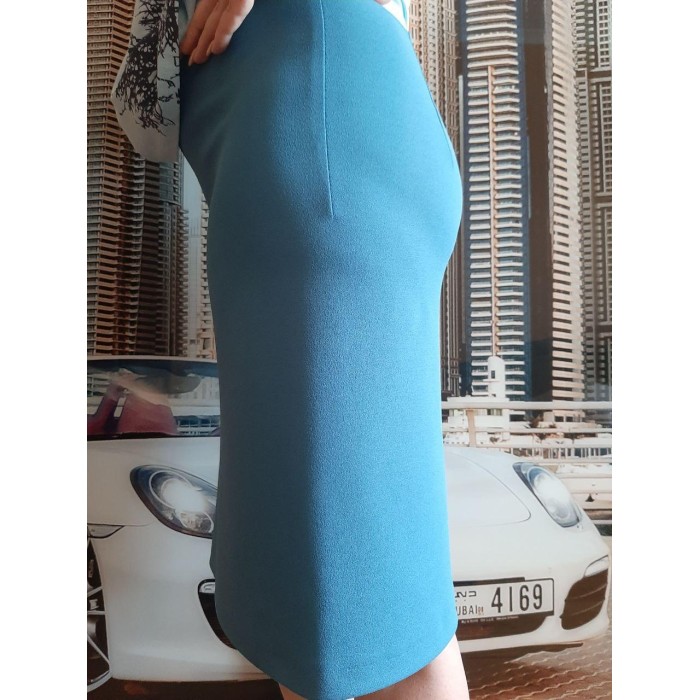 РАСПРОДАЖА! Юбка карандаш на молнии креп Италия цвет-синяя бирюза 48,50,54р.