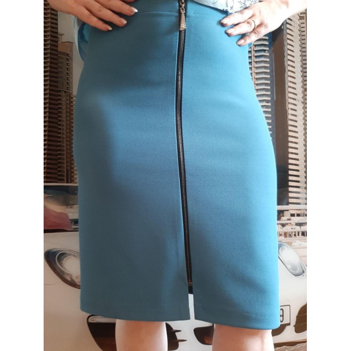 РАСПРОДАЖА! Юбка карандаш на молнии креп Италия цвет-синяя бирюза 48,50,54р.
