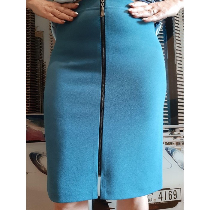 РАСПРОДАЖА! Юбка карандаш на молнии креп Италия цвет-синяя бирюза 48,50,54р.