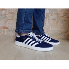 РОЗПРОДАЖ!   Кросівки екозамша з білими смужками темно-синього кольору на 39,40р