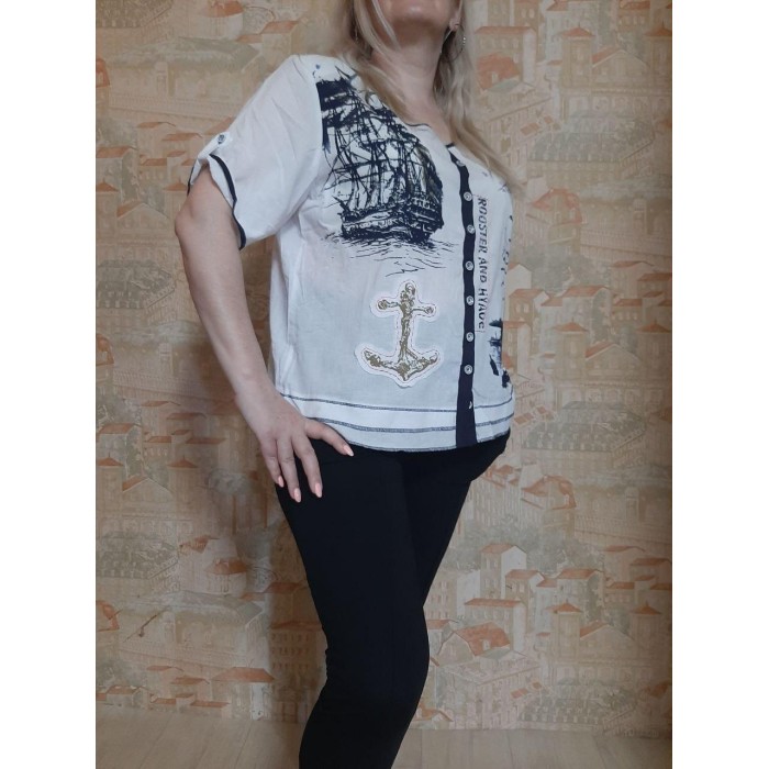 РОЗПРОДАЖ!!! Блуза-марлевка колір-білий 54,56,58р