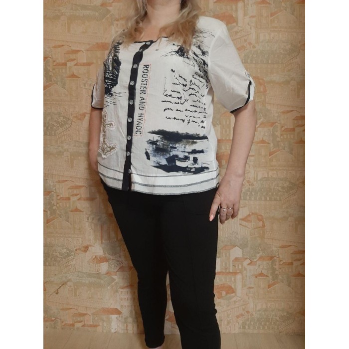 РОЗПРОДАЖ!!! Блуза-марлевка колір-білий 54,56,58р