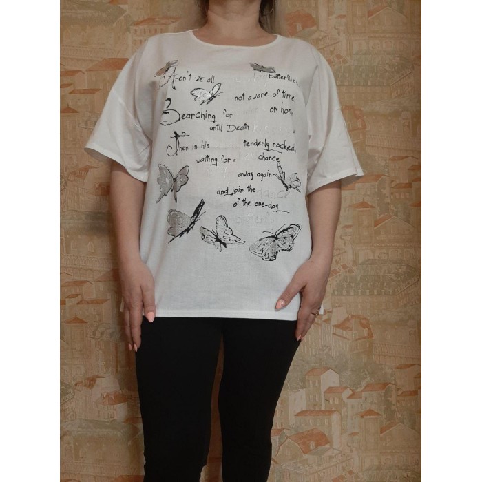 Блуза-футболка льон білий LUX Туреччина 2XL