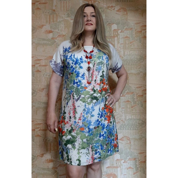 РОЗПРОДАЖ!!! Сукня літнє напів-прилеглий силует легкий штапель Італія оверсайз 48/50/52; 52/54/56р 52/56