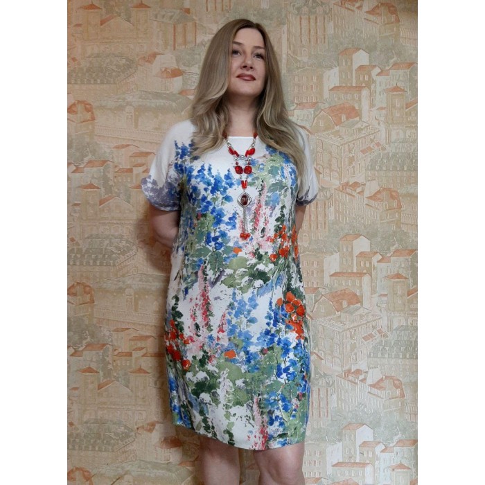 РОЗПРОДАЖ!!! Сукня літнє напів-прилеглий силует легкий штапель Італія оверсайз 48/50/52; 52/54/56р 52/56