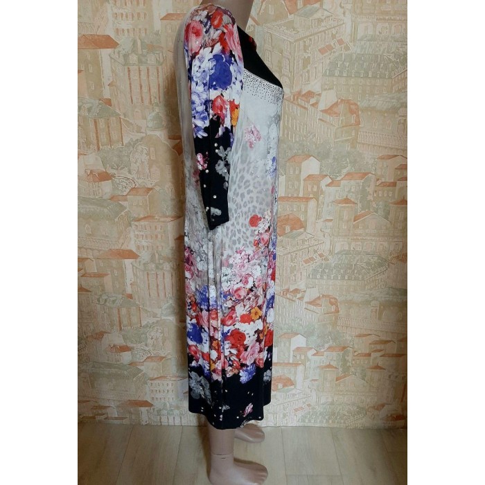 РОЗПРОДАЖ! Сукня трикотажна міді з квітковим принтом різні кольори L