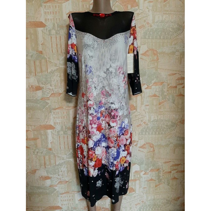 РОЗПРОДАЖ! Сукня трикотажна міді з квітковим принтом різні кольори L