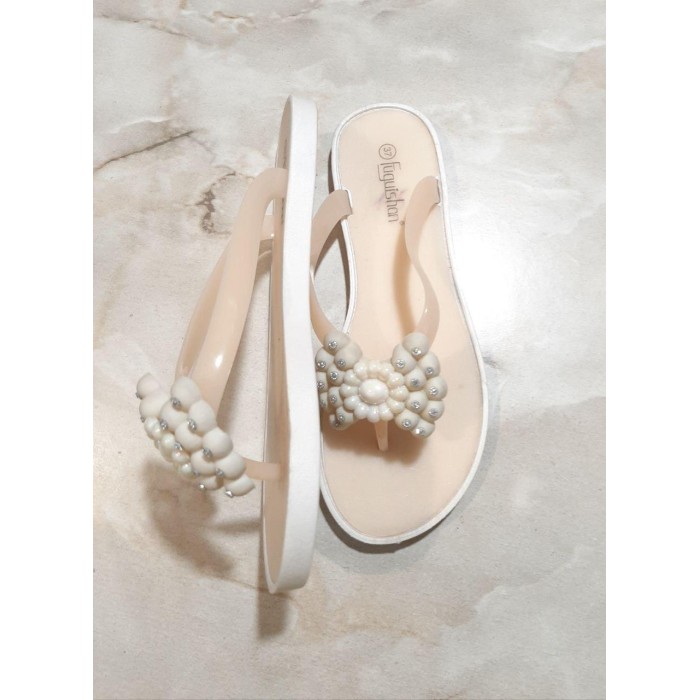 РОЗПРОДАЖ!!! Шлепки-в'єтнамки силіконові молочного кольору на 36,37,38р