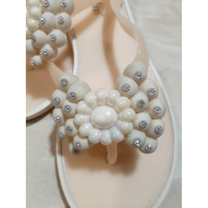 РОЗПРОДАЖ!!! Шлепки-в'єтнамки силіконові молочного кольору на 36,37,38р