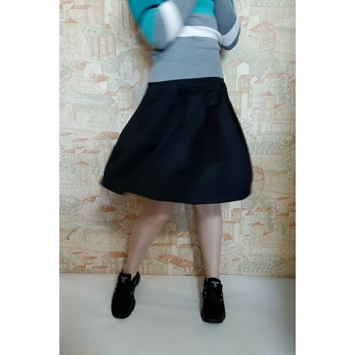 РОЗПРОДАЖ! Спідниця у складку на широкому поясі демі якість LUX колір-чорний M, XL