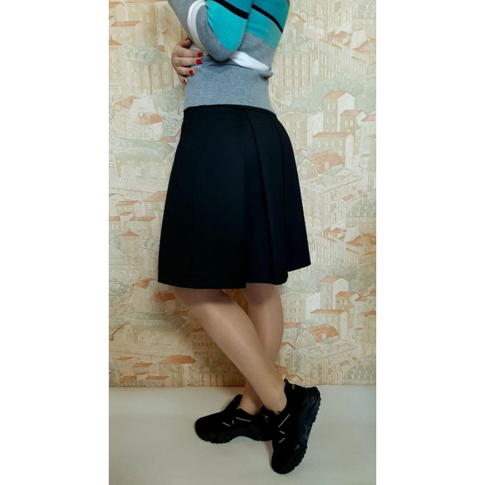 РОЗПРОДАЖ! Спідниця у складку на широкому поясі демі якість LUX колір-чорний M, XL
