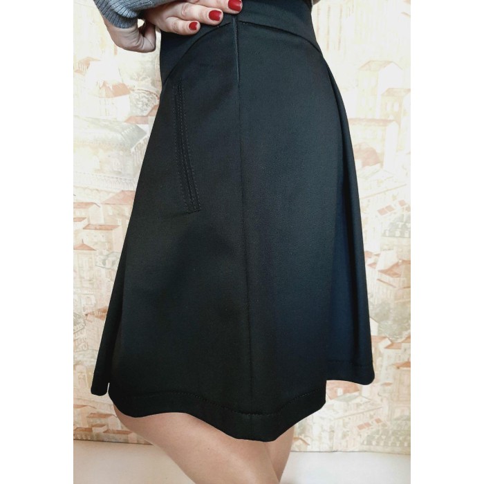 РОЗПРОДАЖ! Спідниця у складку на широкому поясі демі якість LUX колір-чорний M, XL