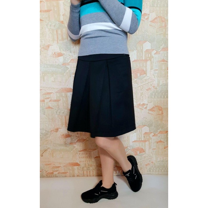 РОЗПРОДАЖ! Спідниця у складку на широкому поясі демі якість LUX колір-чорний M, XL