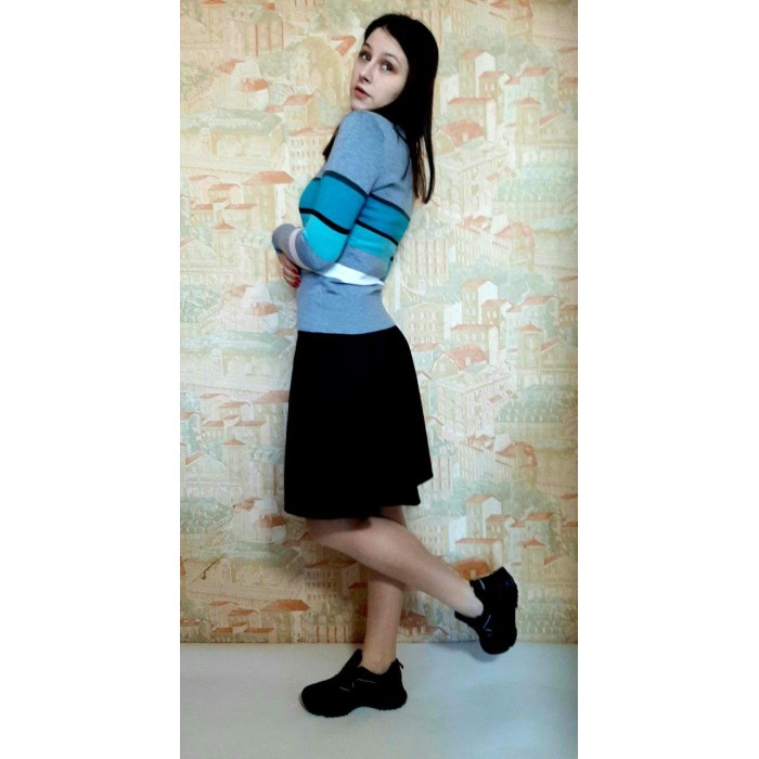 РОЗПРОДАЖ! Спідниця у складку на широкому поясі демі якість LUX колір-чорний M, XL