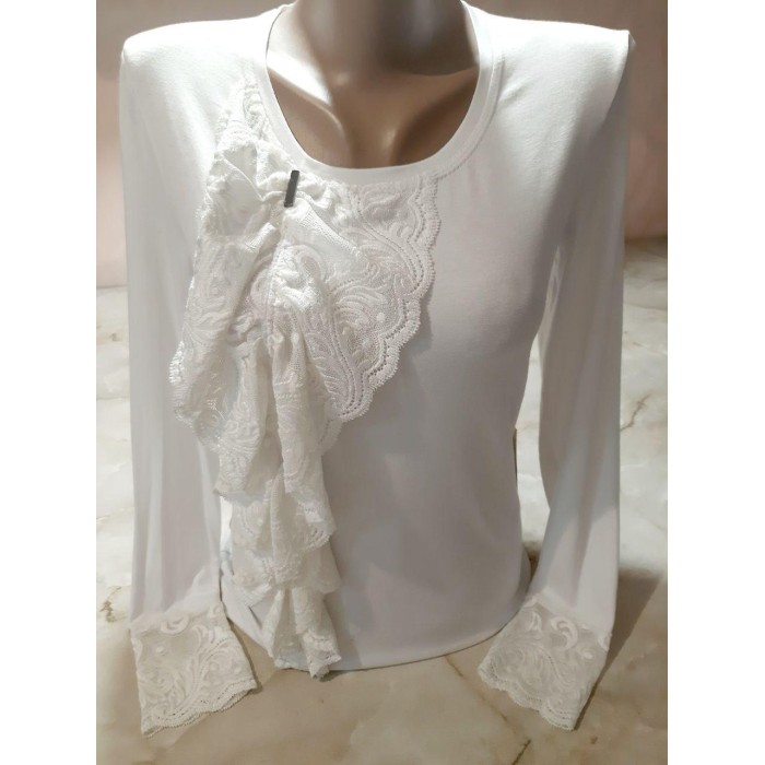 РОЗПРОДАЖ! Блуза/Лонгслів трикотаж біла 42/44р.