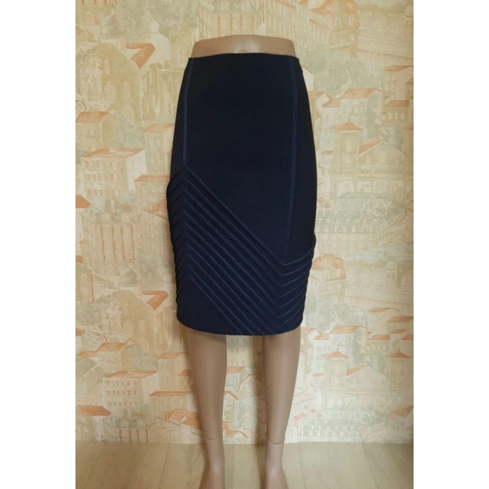 РОЗПРОДАРУНОК! Стильна спідниця олівець темно-синього кольору 50p