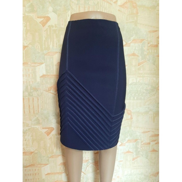 РОЗПРОДАРУНОК! Стильна спідниця олівець темно-синього кольору 50p