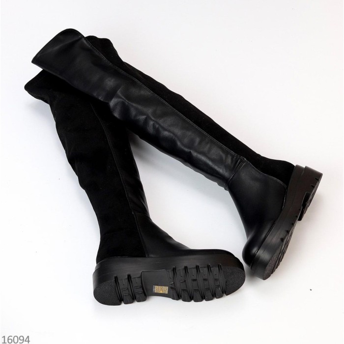 Ботфорти жіночі єко-шкіра/єко-замша чорні демі на 35,5,36,37,38,40р.