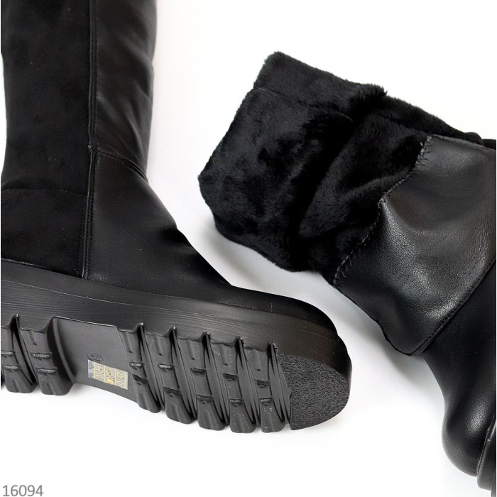 Ботфорти жіночі єко-шкіра/єко-замша чорні демі на 35,5,36,37,38,40р.