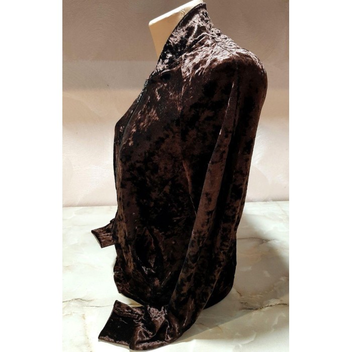 Бомбер жіночий трикотаж оксамит колір шоколад 46/48р.