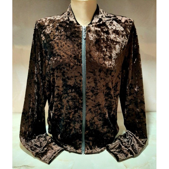 Бомбер жіночий трикотаж оксамит колір шоколад 46/48р.