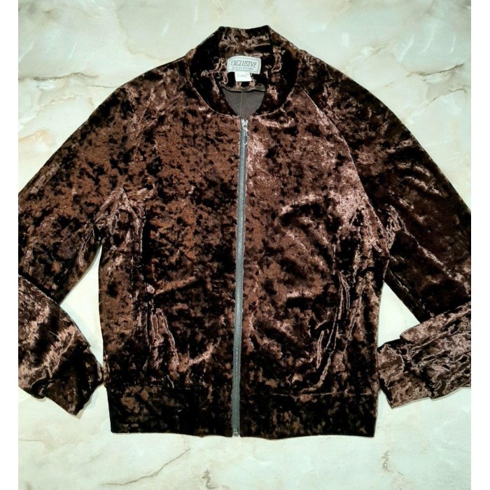 Бомбер жіночий трикотаж оксамит колір шоколад 46/48р.