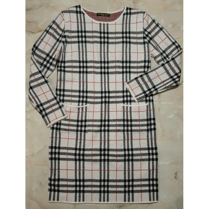 Сукня півшерсть зима/демі біла в клітку на 44/46р.