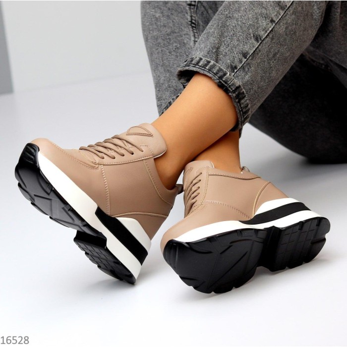 Снікерси жіночі екошкіра кольорово-темний моко демі на 36р